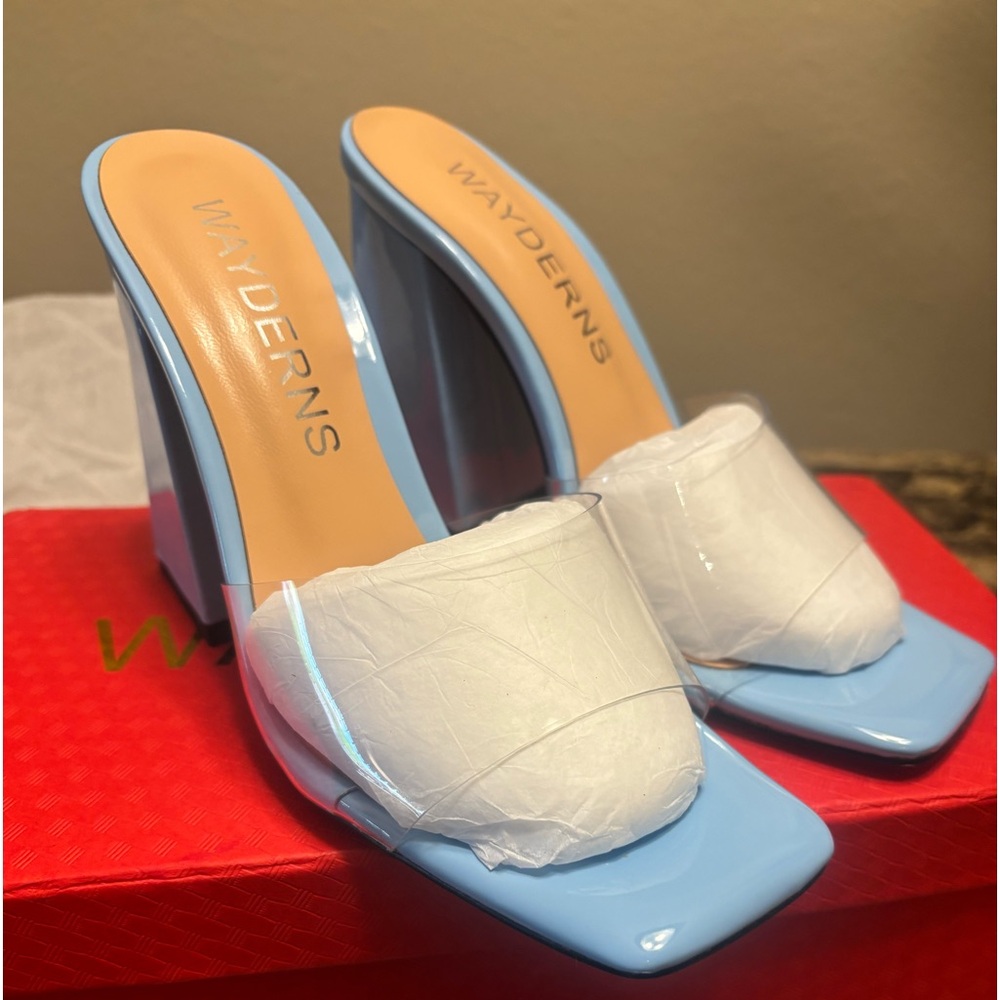 NEW light blue clear heels